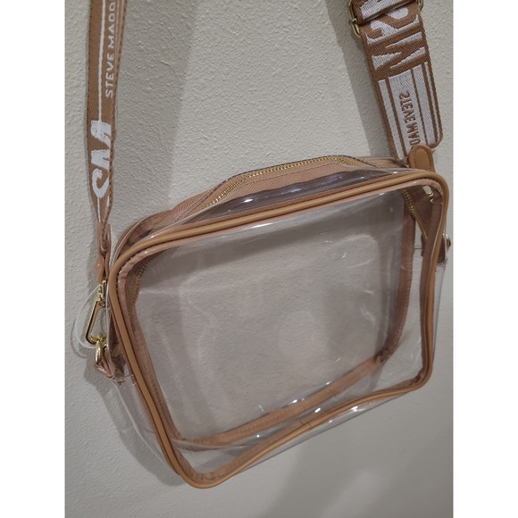 Steve Madden Clear Stadium Crossbody bag makeup travel wide adj. Strap concert - Picture 2 of 10